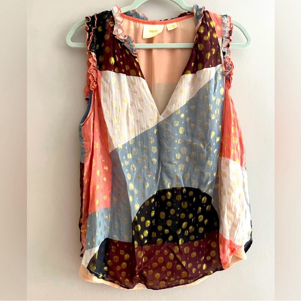 Maeve geometric print gold polka dot tank size 14 but more a size 12